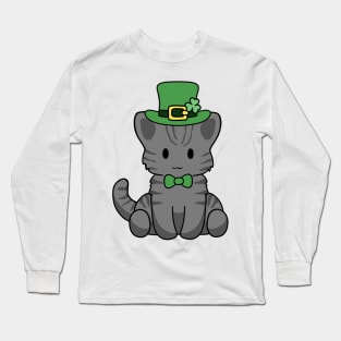 St Patrick Black Tabby Kitty Long Sleeve T-Shirt